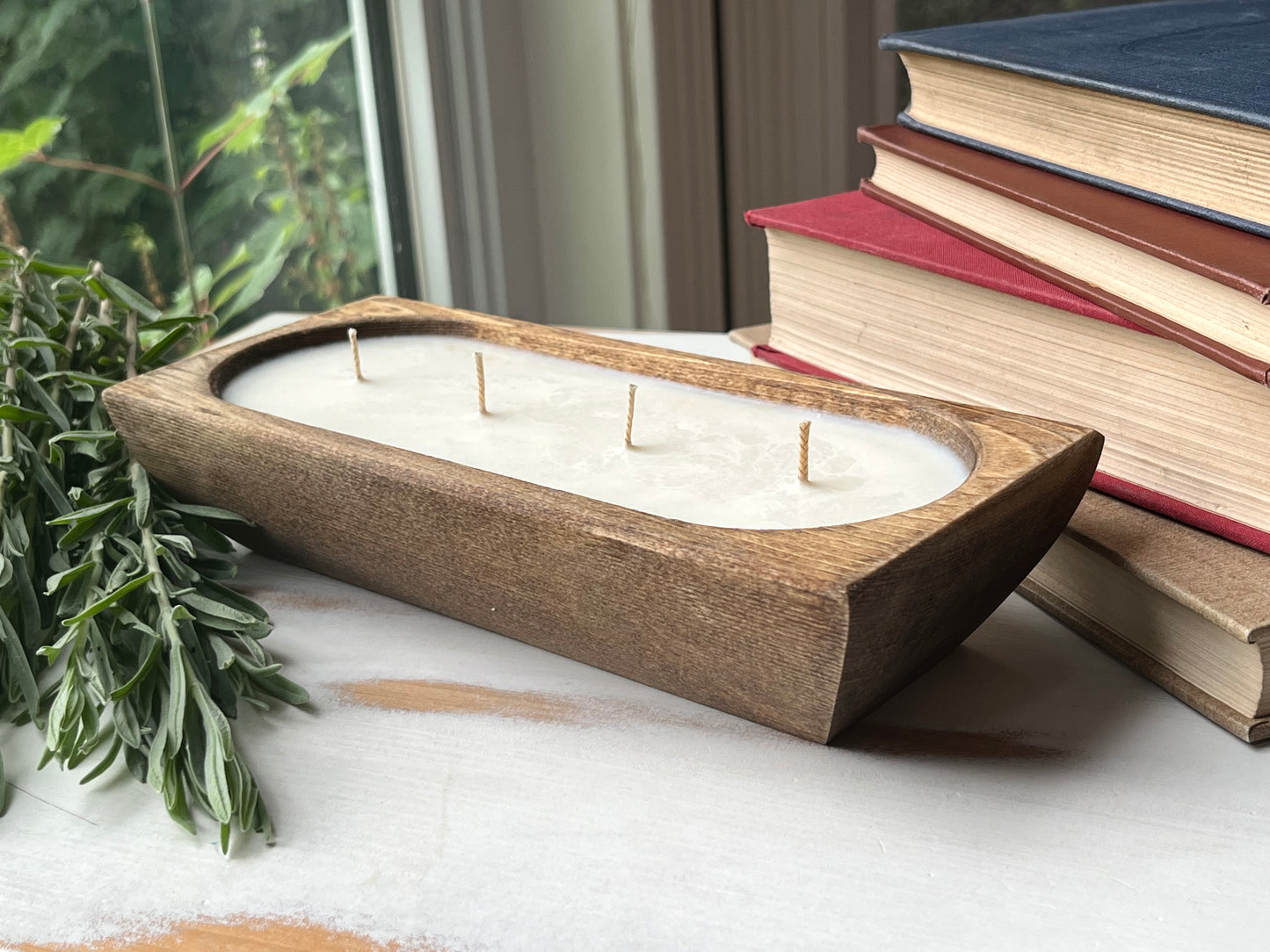 9 inch 4 wick Pine Dough Bowl Candle