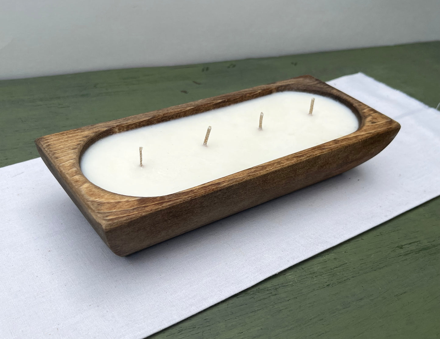9 inch 4 wick Pine Dough Bowl Candle